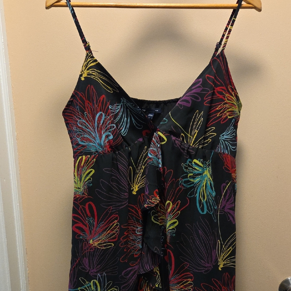 GAP Factory, Black and Multi-colour Print Dress, Large
